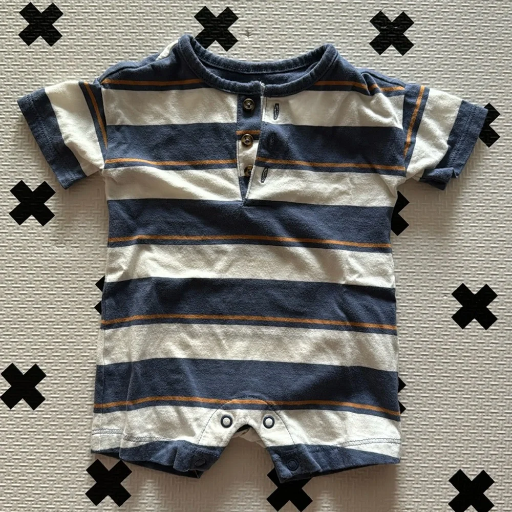 Carter’s baby striped tshirt romper in blue size 3m